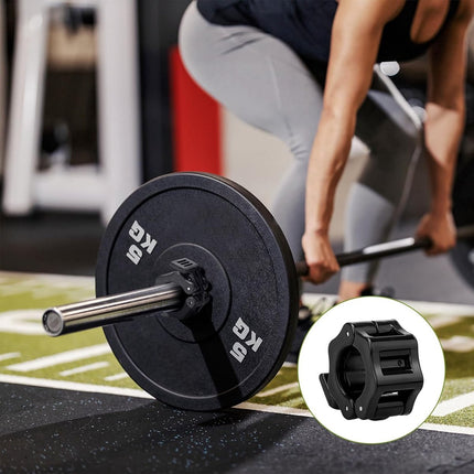 Barbell Clips - 2 Pieces - Barbell Lock - Ø28 mm - Dumbbell Clips - Barbell Clamp - Barbell Lock - Barbell Lock Jaw - For Bars, Dumbbells, Barbells Gym Equipment - Black