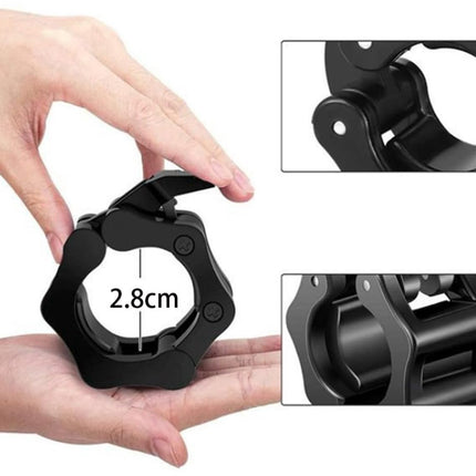 Barbell Clips - 2 Pieces - Barbell Lock - Ø28 mm - Dumbbell Clips - Barbell Clamp - Barbell Lock - Barbell Lock Jaw - For Bars, Dumbbells, Barbells Gym Equipment - Black