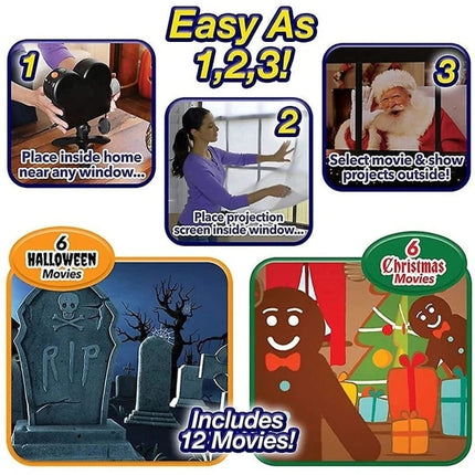 Christmas and Halloween Hologram Projector Window Projector LED