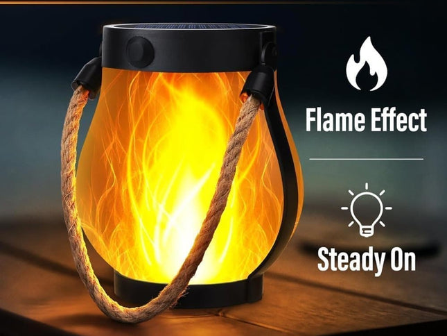 1/2/4 Pack Solar Garden Lights with Flame Effect - Waterproof Hanging Lanterns with USB Charging, Halloween and Garden Decoration (Four-piece set)