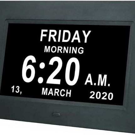 Large-Display Digital Clock with Date & Multiple Alarms ‚Äì 7in, Plug-In, Black