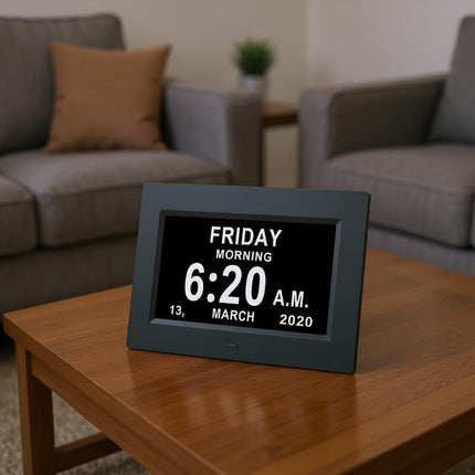 Large-Display Digital Clock with Date & Multiple Alarms ‚Äì 7in, Plug-In, Black