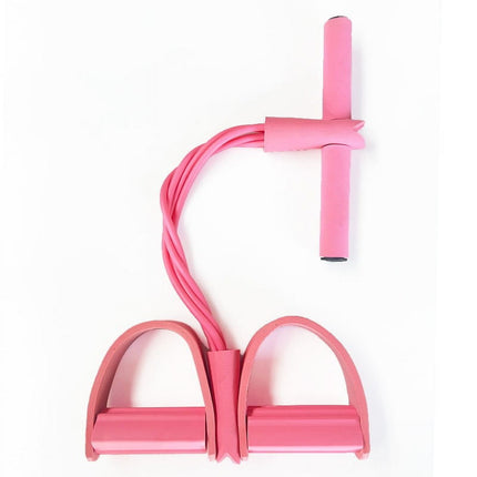 4 Tube Pedal Ankle Puller, Yoga Pedal Resistance Elastic Pull Rope Fitness Sit-Up Exercise Equipment At Home Gym Arm Abs Leg Stretching Equipment Pink