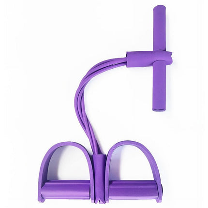 4 Tube Pedal Ankle Puller, Yoga Pedal Resistance Elastic Pull Rope Fitness Sit-Up Exercise Equipment At Home Gym Arm Abs Leg Stretching Equipment Purple