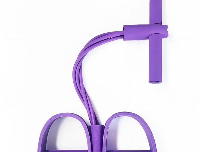 4 Tube Pedal Ankle Puller, Yoga Pedal Resistance Elastic Pull Rope Fitness Sit-Up Exercise Equipment At Home Gym Arm Abs Leg Stretching Equipment Purple