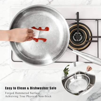 Titanium Pan,100% Non-toxic Titanium Pan,Non Stick Chemical-Free,Extreme Heat-Resistant & Lasts a Lifetime,Non-Stick Skillet for Home Use, Induction Cooktops And Gas Stoves for Omelettes Steaks 24cm