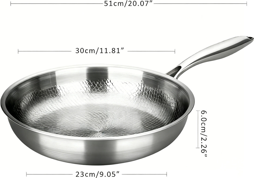 Titanium Pan,100% Non-toxic Titanium Pan,Non Stick Chemical-Free,Extreme Heat-Resistant & Lasts a Lifetime,Non-Stick Skillet for Home Use, Induction Cooktops And Gas Stoves for Omelettes Steaks 30cm