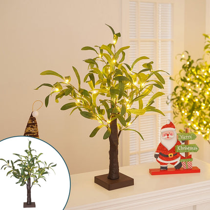 Green Leaf Birch Tree with LED Lights, Artificial Tree Lamp, DIY Birch Tree with LED Lights, Lighted up Tree Lamp Battery Powered, Light Spirit Tree for Table Home Wedding Bedroom Christmas As Show A