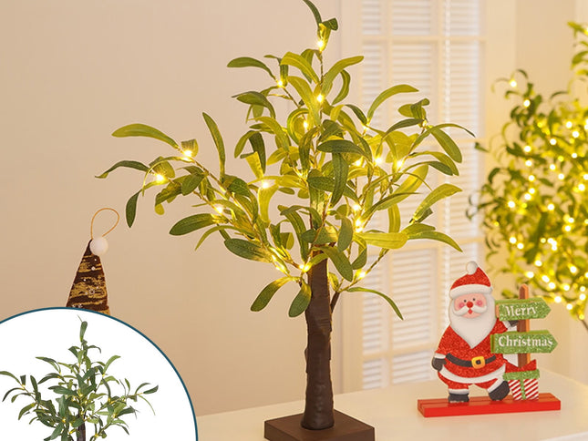 Battery-Powered LED Green Leaf Birch Tree Lamp ‚Äì Design G