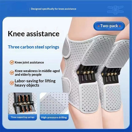 Adjustable Spring-Powered Knee Support Braces ‚Äì 1 Pair, Grey