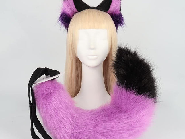 fox ear tail suit animal cute hair hoop cat wolf dog Headwear halloween Party cosplay Christmas festival costume decor