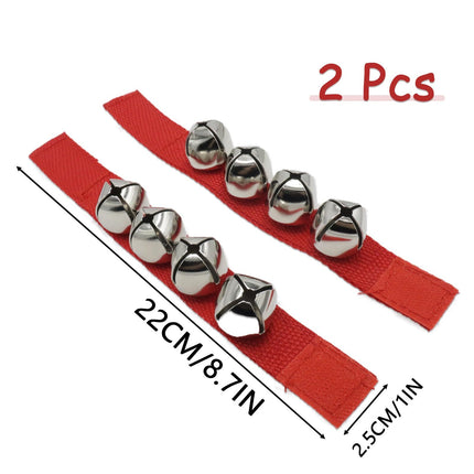 Wrist Bells Set of 2, Red Jingle Bells Instrument, Adjustable Ankle Percussion Musical for Kids, Party Favors, Christmas Decor