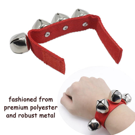 Wrist Bells Set of 2, Red Jingle Bells Instrument, Adjustable Ankle Percussion Musical for Kids, Party Favors, Christmas Decor