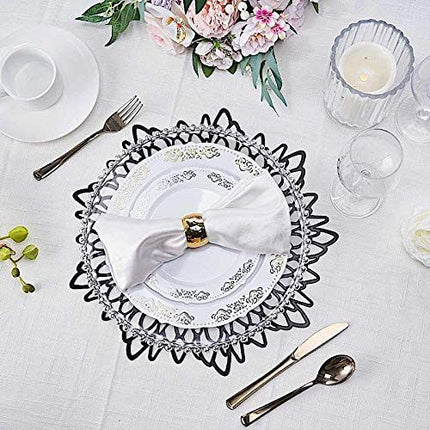 Vinyl Laser Cut Dining Table Mats Round Floral Charger Decoration for Christmas Halloween Thanksgiving Wedding