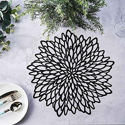 Vinyl Laser Cut Dining Table Mats Round Floral Charger Decoration for Christmas Halloween Thanksgiving Wedding