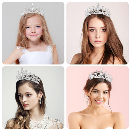 Crowns for Women, Silver Princess Crown, Crystal Crown for Bridal, Wedding, Pageant, Birthday, Party