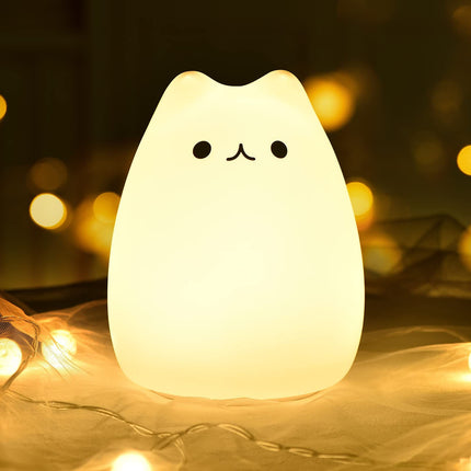 Gifts for Women Teen Girls Baby, Night Lights for Kids Bedroom, Cute Christmas Kitty Silicone Nightlights for Children Toddler.