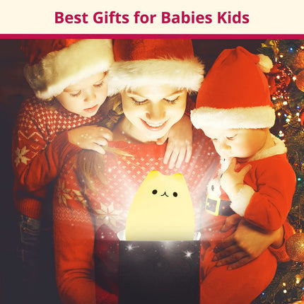 Gifts for Women Teen Girls Baby, Night Lights for Kids Bedroom, Cute Christmas Kitty Silicone Nightlights for Children Toddler.