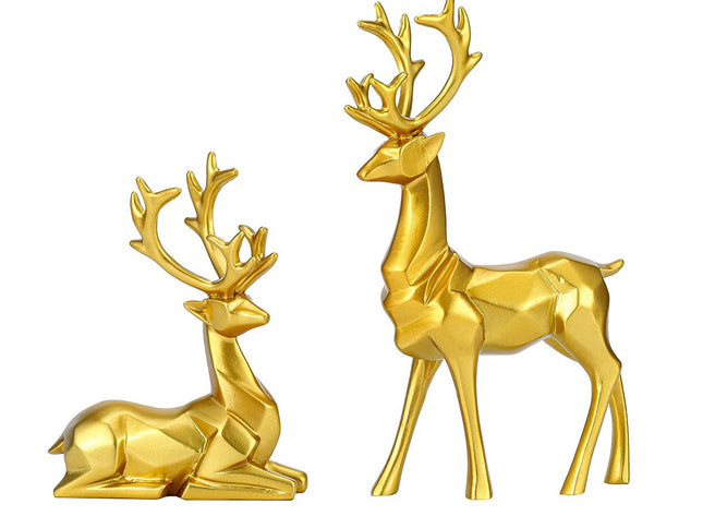 2pcs Elk Deer Statue Couple Reindeer Figurines Resin Sculpture Living Room Home Decoration Nordic Tabletop Ornaments