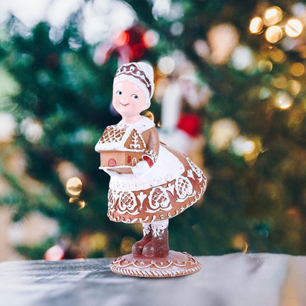 Gingerbread Christmas Decorations Mr. Christmas, Santa Claus and Mrs. Christmas Statues Retro Christmas Decorations