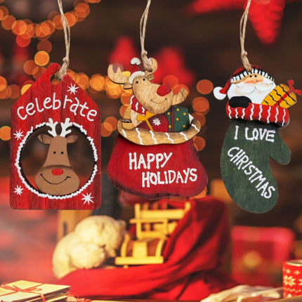 3pcs Christmas Tree Hanging Ornaments,Wooden Reindeer Hanging Figurine Ornament,Art Handcrafts Pendant Decoration