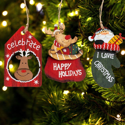 3pcs Christmas Tree Hanging Ornaments,Wooden Reindeer Hanging Figurine Ornament,Art Handcrafts Pendant Decoration