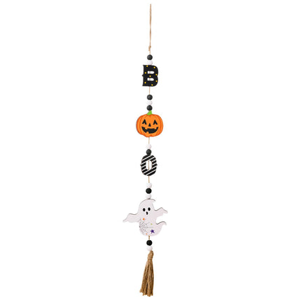 3pcs  Halloween Wooden Bead Wreath Farmhouse Tree Pumpkin Spider Skeleton Ghost Plaque Wall Decoration Bead String