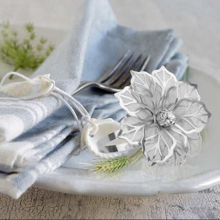 2pcs，Featuring a hollow flower napkin ring holder, suitable for wedding parties and exquisite service buckle decoration