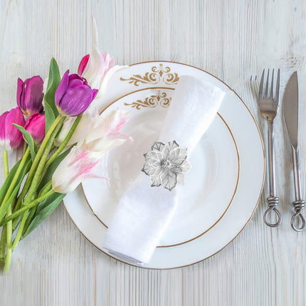2pcs，Featuring a hollow flower napkin ring holder, suitable for wedding parties and exquisite service buckle decoration