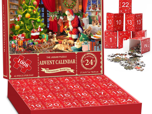 Christmas Holiday Advent Calendar, Puzzle Retro Educational Toys, Winter Holiday Puzzle Christmas Surprise Gift for Kids and Adults