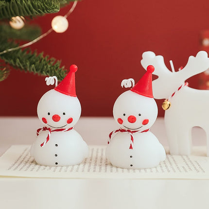 2pcs Christmas Shaped Scented Candles Gift,Melting Snowman Elf Christmas Tree Scented Candles Christmas Decoration
