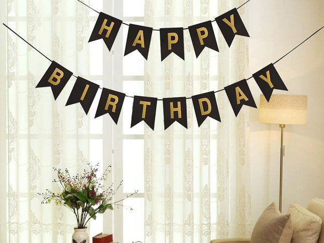 2 pcs Birthday Banner Sign Happy Birthday Bunting Banner Garland for Kids Girl Woman Birthday Tea Party Decorations Bunting