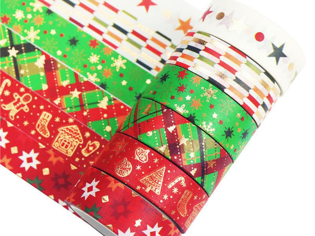 12 Rolls Christmas Tapes 15mm Wide Christmas Tree Snowflakes Santa Claus Gingerbread Man Masking Tape for Xmas Scrapbooking