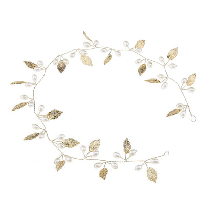 （golden）Wedding Leaf Hair Vine Bridal Pearl Headpiece Headbands Gold Hair Accessories for Brides and Bridesmaids