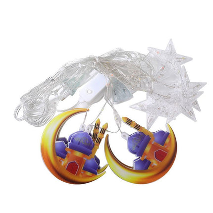 Lights Moon-Star Curtain Lights : 8 Modes Ramadan Decorations Curtain String Lights Fairy String Lights for Kids Bedroom Decor