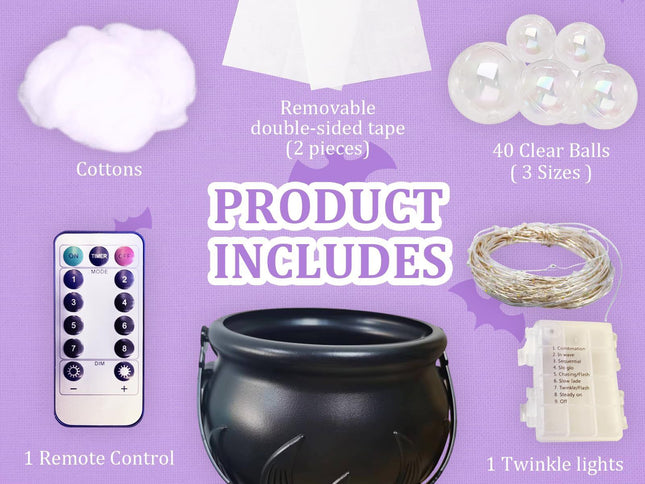 Halloween DIY Bubbling Cauldron Decoration Set ‚Äì Black Plastic