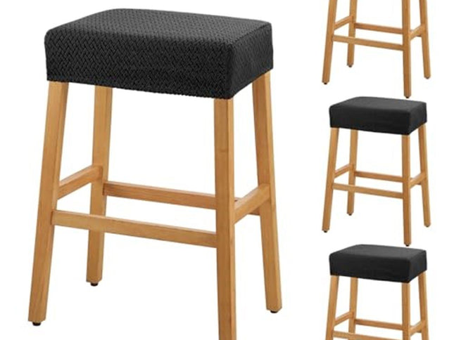 Stool Covers Rectangle - 4 Pack Stretch Waterproof Saddle Seat Cover Counter Bar Stools Bar Chairs Covers Kitchen Island Chairs Cushion Protector