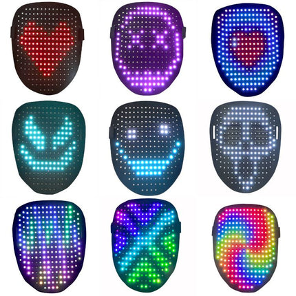 LED Mask with Gesture Sensing, Light-Up Transforming Face Cover for Halloween, Christmas, Cosplay & Birthday Parties