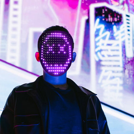LED Mask with Gesture Sensing, Light-Up Transforming Face Cover for Halloween, Christmas, Cosplay & Birthday Parties