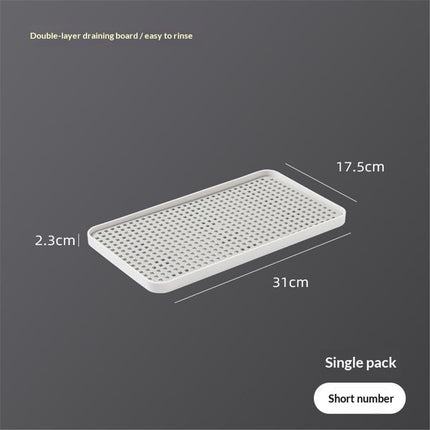 2-Tier Drain Tray for Kitchen Counter, Detachable Plastic Dish Drainer Drying Rack, Multi-Functional Tea/Fruit/Vegetable Drain Board Caddy