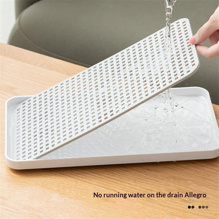 2-Tier Drain Tray for Kitchen Counter, Detachable Plastic Dish Drainer Drying Rack, Multi-Functional Tea/Fruit/Vegetable Drain Board Caddy