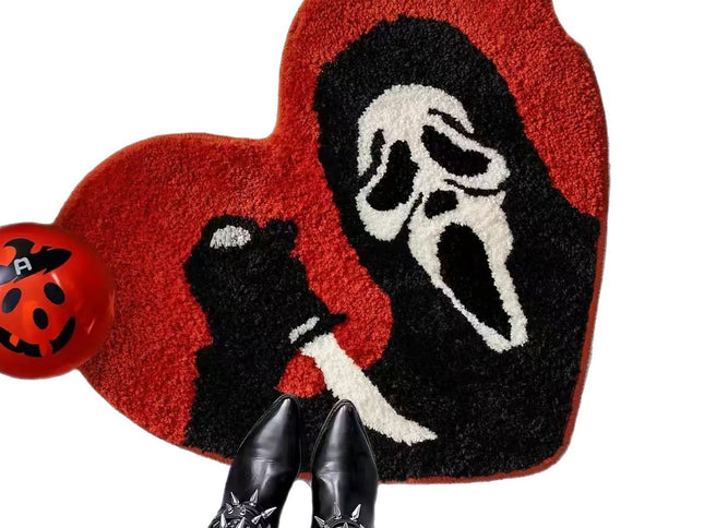 Halloween Faux Cashmere Area Rug - Festive Spooky Decor Floor Mat