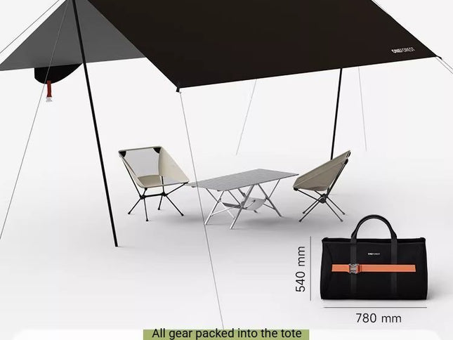 black Canopy Version-Canopy+Folding Table+2 Moon Chairs