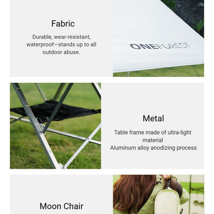 black Canopy Version-Canopy+Folding Table+2 Moon Chairs