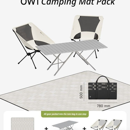 Black Ground Mat Version-Ground Mat+Folding Table+2 Moon Chairs