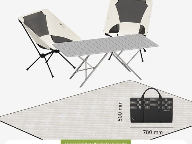 Black Ground Mat Version-Ground Mat+Folding Table+2 Moon Chairs