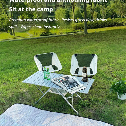 Black Ground Mat Version-Ground Mat+Folding Table+2 Moon Chairs