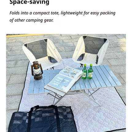 Black Ground Mat Version-Ground Mat+Folding Table+2 Moon Chairs