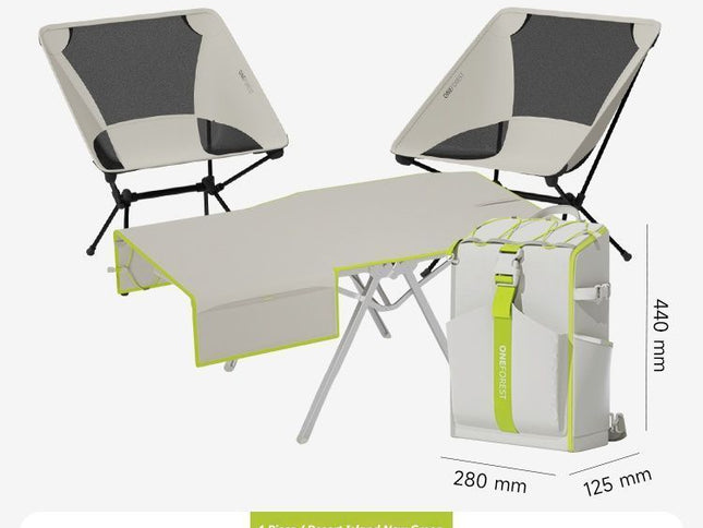 Green 4-Piece Set-Bag+Aluminum Table Frame+2 Moon Chairs