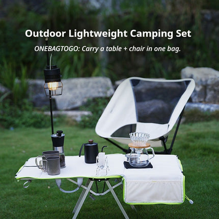 Green 4-Piece Set-Bag+Aluminum Table Frame+2 Moon Chairs